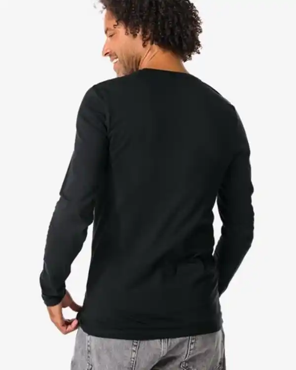 Bild 4 von Herren-T-Shirts, Langarmmodell, Slim Fit, O-Ausschnitt – 2 Stück schwarz