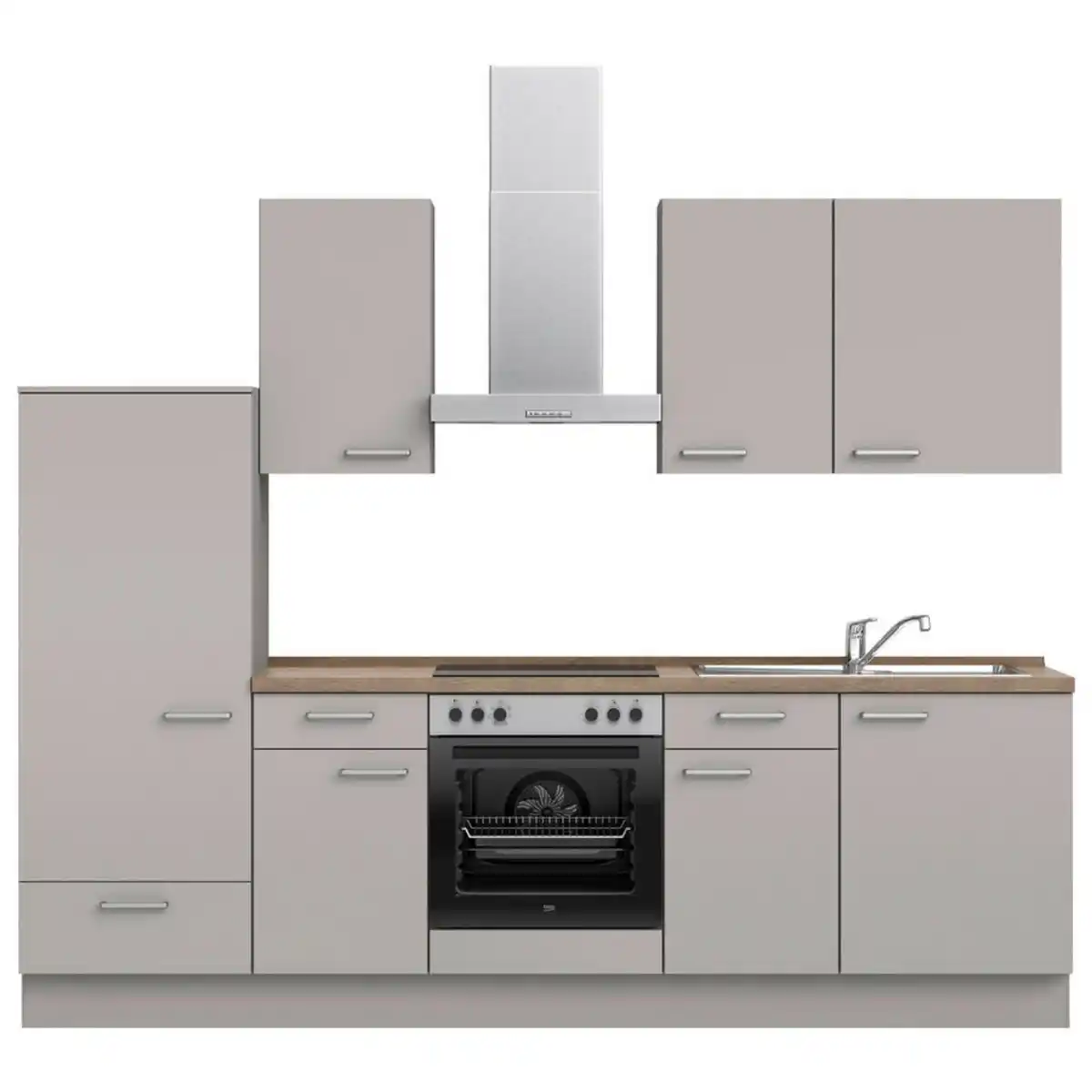 Bild 1 von Nobilia Küchenblock Touch, Grau, Eiche dunkel, Metall, 2 Schublade(n) Schubladen, nur wie online abgebildet bestellbar, 270 cm, Blauer Engel, Pefc, Goldenes M, Made in Germany, DGM-Klimapakt, seiten