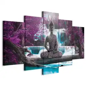artgeist Leinwandbild, Grau, Violett, Textil, Holzwerkstoff, 5-teilig, rechteckig, 100x50x1.2 cm, Keilrahmen, Bilder und Zubehör, Wandbilder, Leinwandbilder