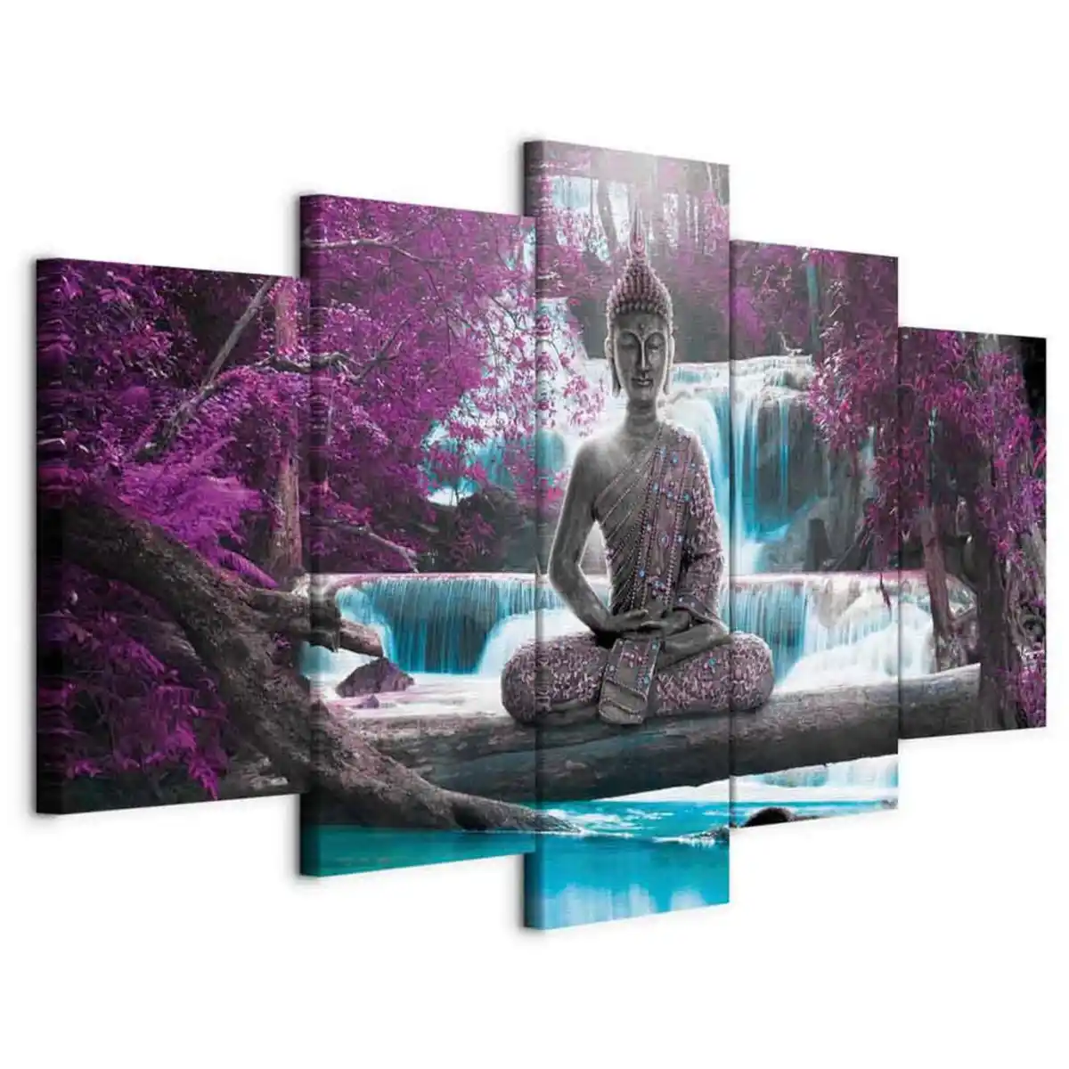 Bild 1 von artgeist Leinwandbild, Grau, Violett, Textil, Holzwerkstoff, 5-teilig, rechteckig, 100x50x1.2 cm, Keilrahmen, Bilder und Zubehör, Wandbilder, Leinwandbilder