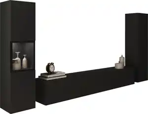 Wohnwand Berlin Schwarz ca. 240x130x31cm, Schwarz