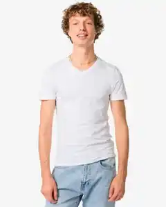 Herren T-Shirts, Slim Fit, mit V-Ausschnitt – 2 Stück weiß