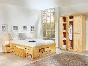 Stauraumbett Claas Kiefer, Naturfarben