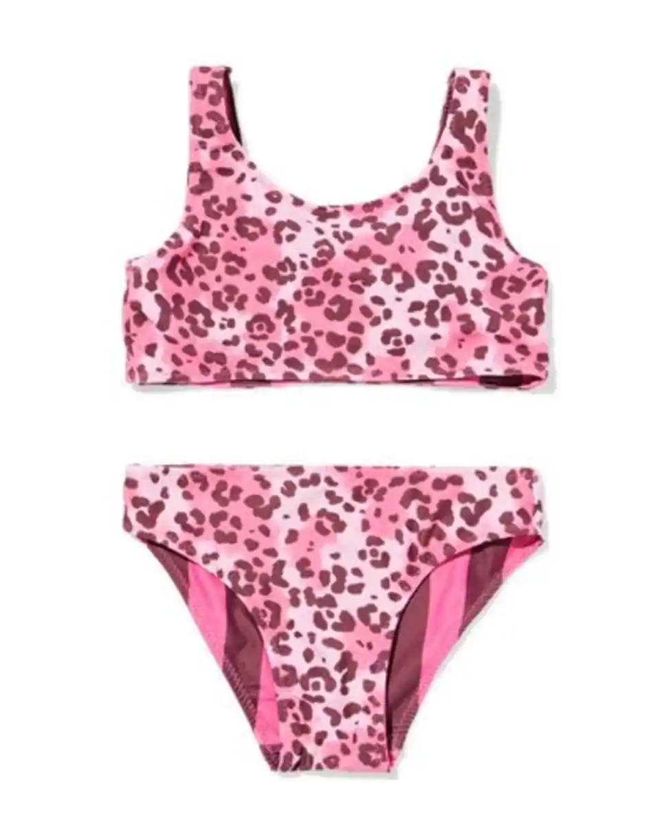 Bild 1 von Wendebikini für Kinder mit Leopardenstreifen rosa