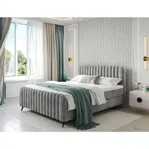 Mid.you Boxbett, Grau, Holz, Holzwerkstoff, H3, Höhe ca. 23 cm, 140x200 cm, Bettkasten, gepolstertes Kopfteil, Stoffauswahl, Topper durchgehend, in verschiedenen Größen erhältlich, Schlafzimmer,