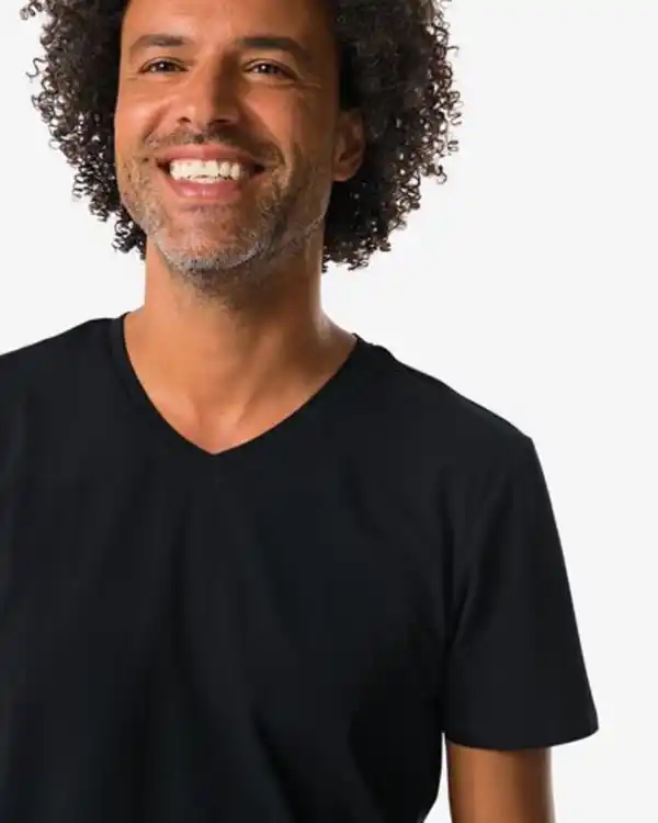 Bild 4 von Herren T-Shirts, Slim Fit, mit V-Ausschnitt – 2 Stück schwarz