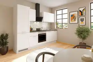 Küchenblock Marseille mit Geräten ca. 280 cm Weiß, Weiß