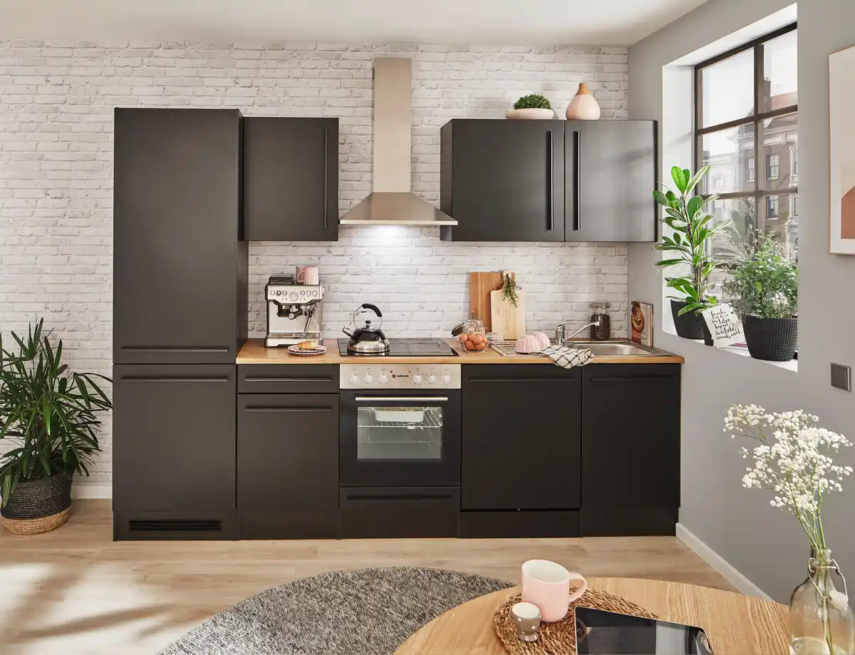 Bild 1 von Küchenblock Jazz mit Geräten ca.280cm Schwarz, Schwarz
