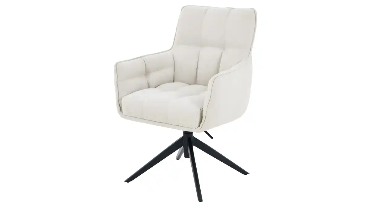 Bild 1 von Armlehnstuhl beige höhenverstellbar - Metallgestell - POMBA