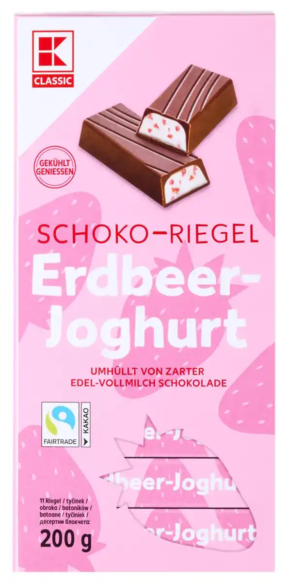 Bild 1 von K-CLASSIC Schoko-Riegel Erdbeer-Joghurt, 200-g-Packg.
