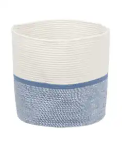 Maritimer Aufbewahrungskorb mit Griffen, blau/weiß