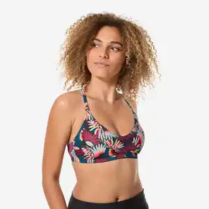 DECATHLON Sportbikini Oberteil Damen - Lila Ara schwarz