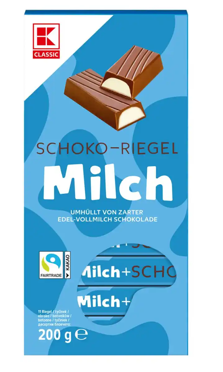Bild 1 von K-CLASSIC Milch-Schoko-Riegel, 200-g-Packg.