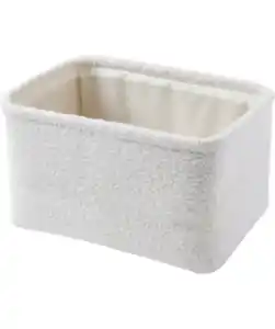 Mittelgroßer Aufbewahrungskorb Teddyfell, creme