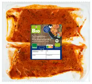 K-BIO Bioland Schweine- Rückensteaks mariniert, kg