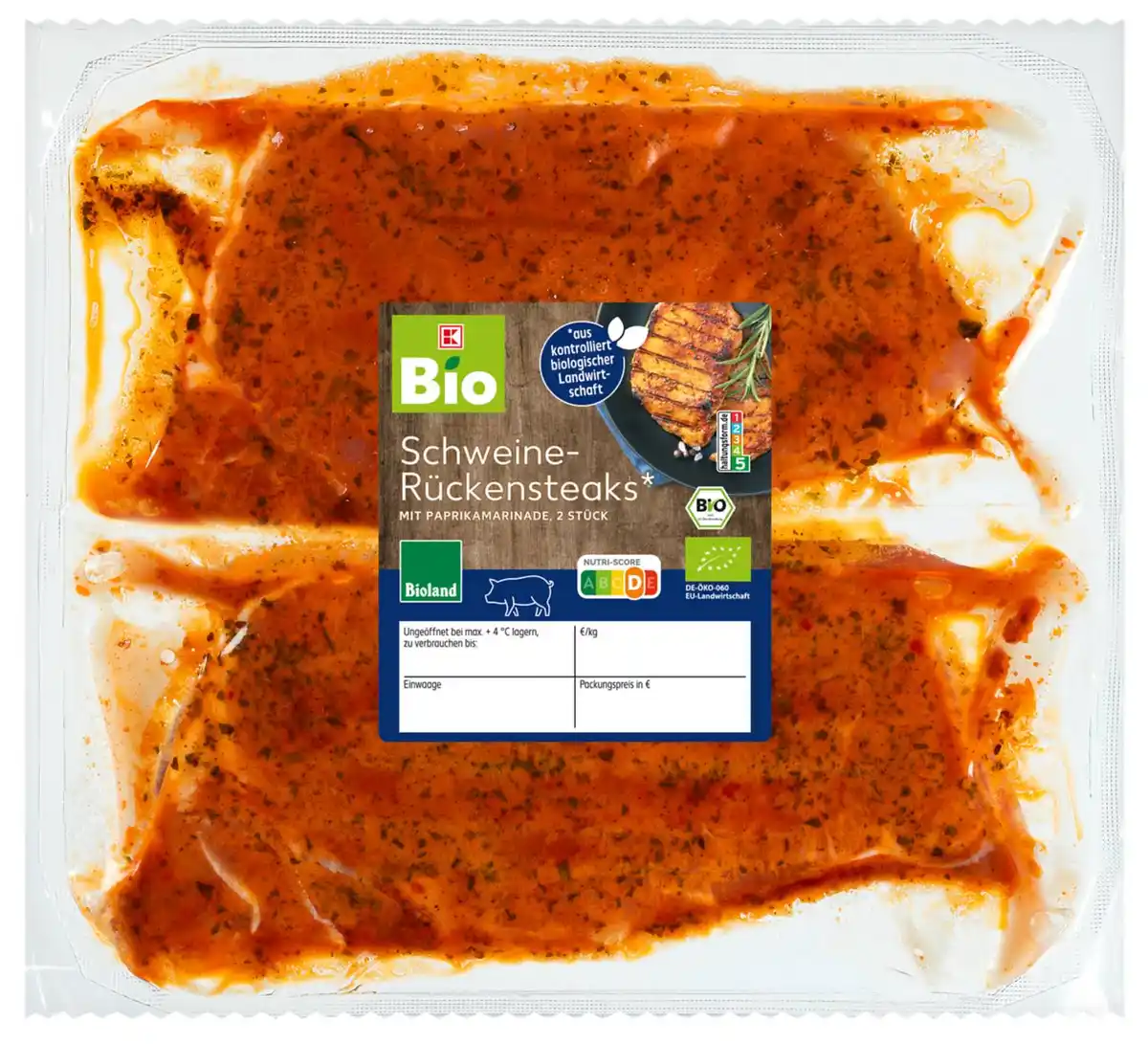 Bild 1 von K-BIO Bioland Schweine- Rückensteaks mariniert, kg