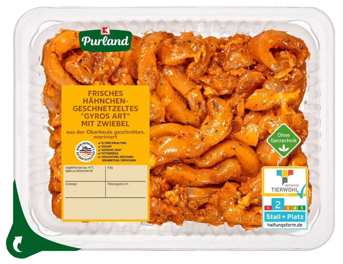 Bild 1 von K-PURLAND Hähnchengeschnetzeltes Gyros-Art, 400-g-Packg.