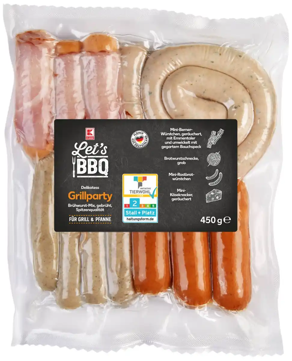 Bild 1 von K-CLASSIC Grillparty Brühwurst-Mix, 450-g-Packg.