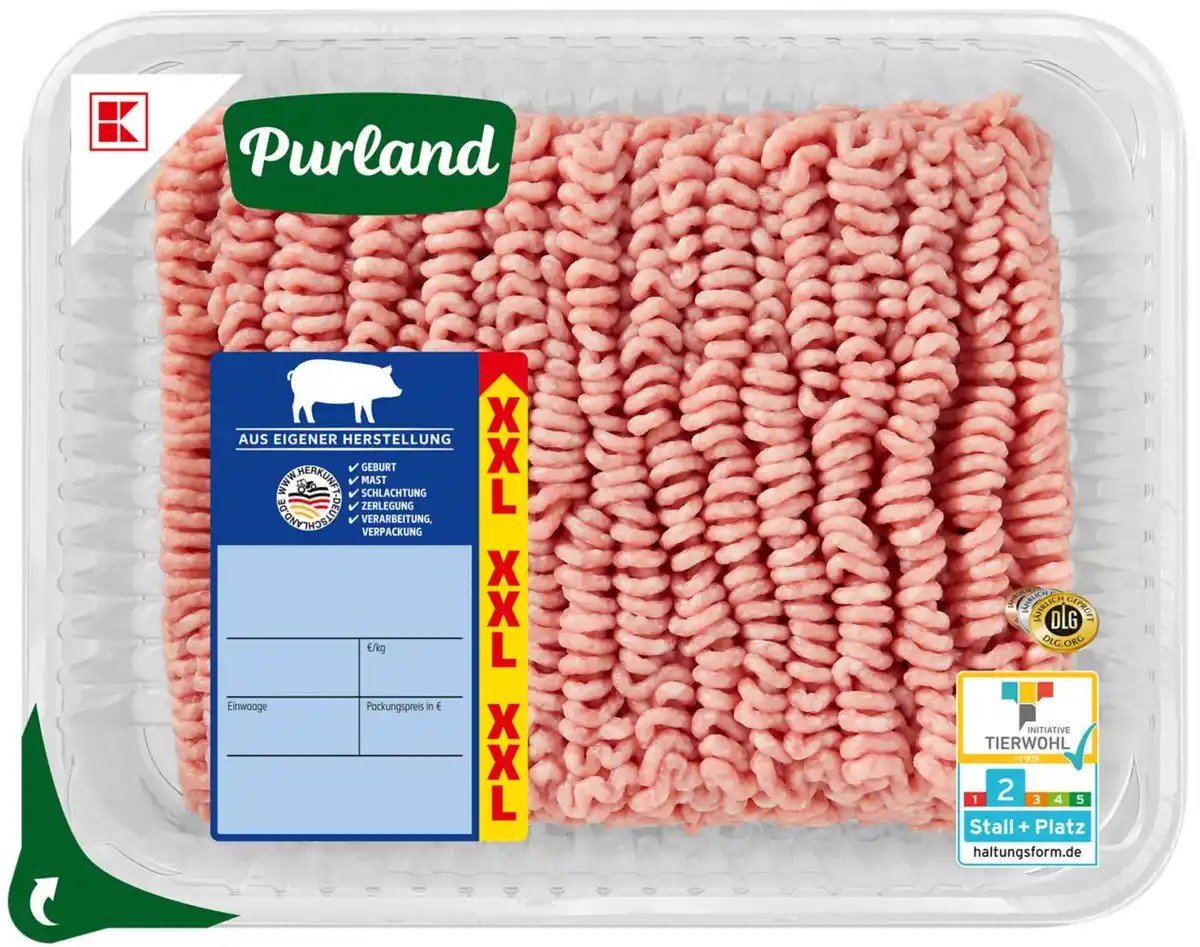 Bild 1 von K-PURLAND Schweinehackfleisch XXL, 1-kg-Großpackg.