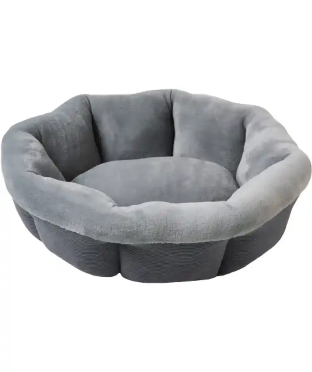 Bild 1 von Rundes Heimtierbett Cord und Fleece, grau