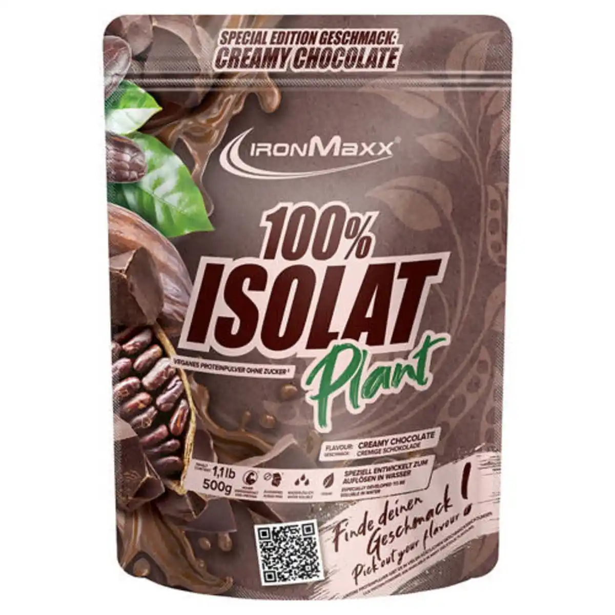 Bild 1 von IRONMAXX 100 % Isolat Plant Pulver 500 g, Cremige Schokolade