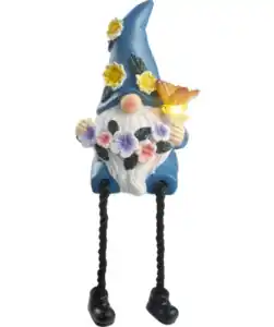 Solarleuchte Wichtel mit hängenden Beinen, blau