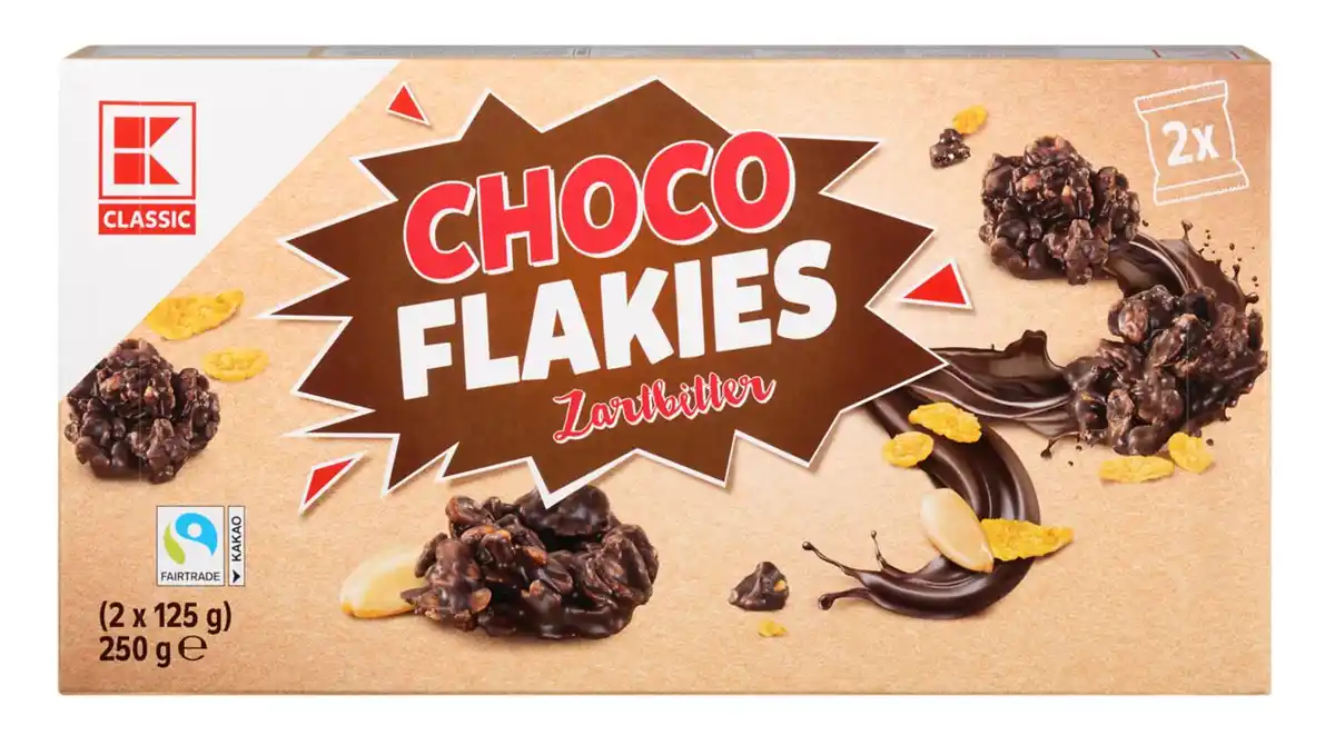 Bild 1 von K-CLASSIC Choco Flakies Zartbitter, 2 x 125-g-Packg.