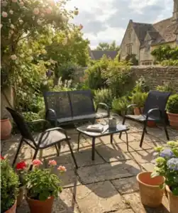 4-teilige Gartengarnitur, schwarz