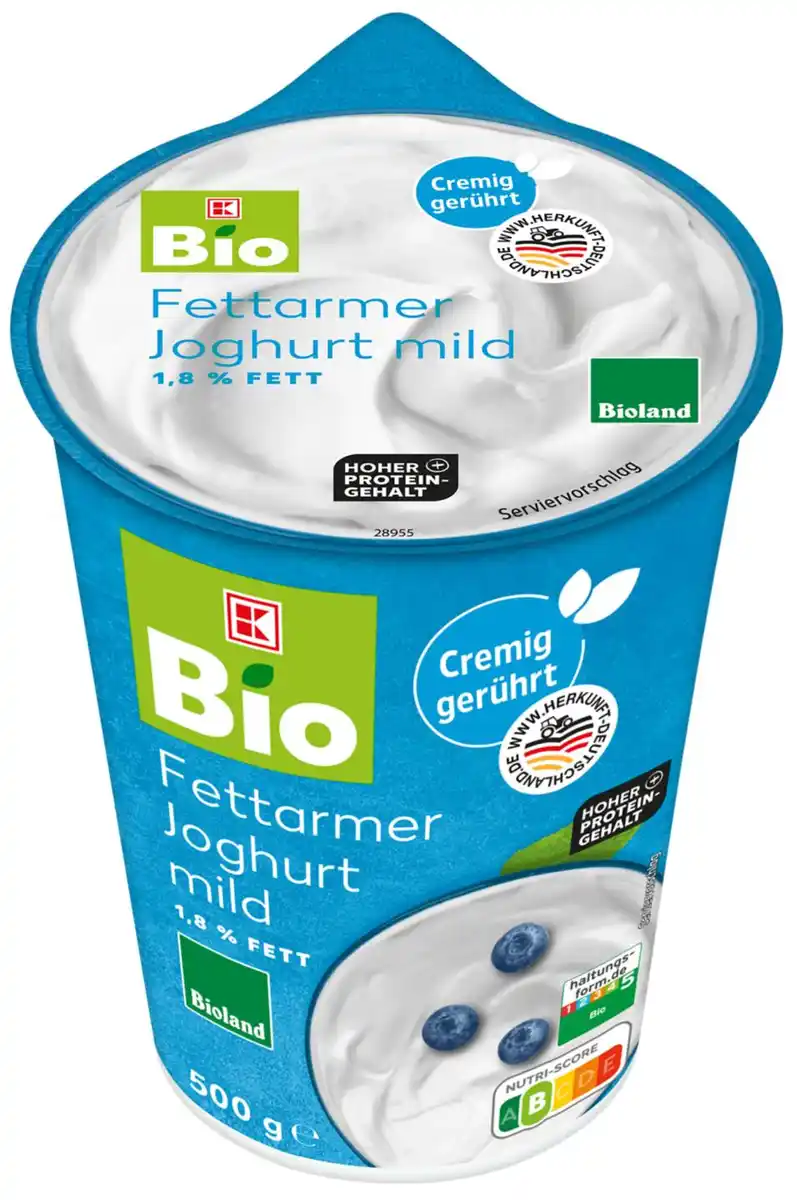 Bild 1 von K-BIO Bioland fettarmer Joghurt, 500-g-Becher