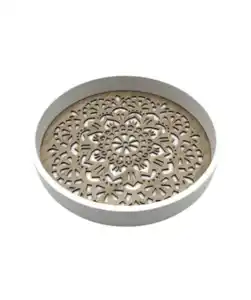 Dekotablett Ornamente, natur/weiß