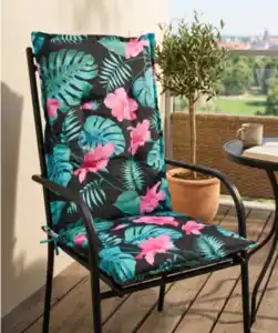 Hochlehnerauflage mit Gummiband, schwarz bedruckt