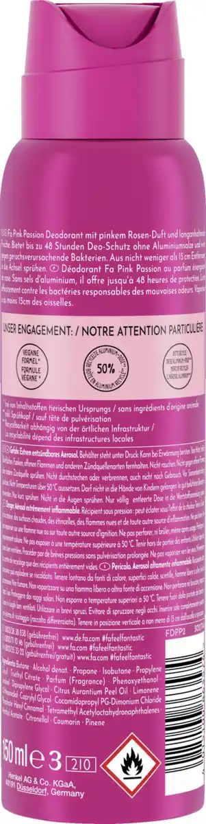 Bild 2 von Fa Deospray Energising Pink Passion, 150 ml