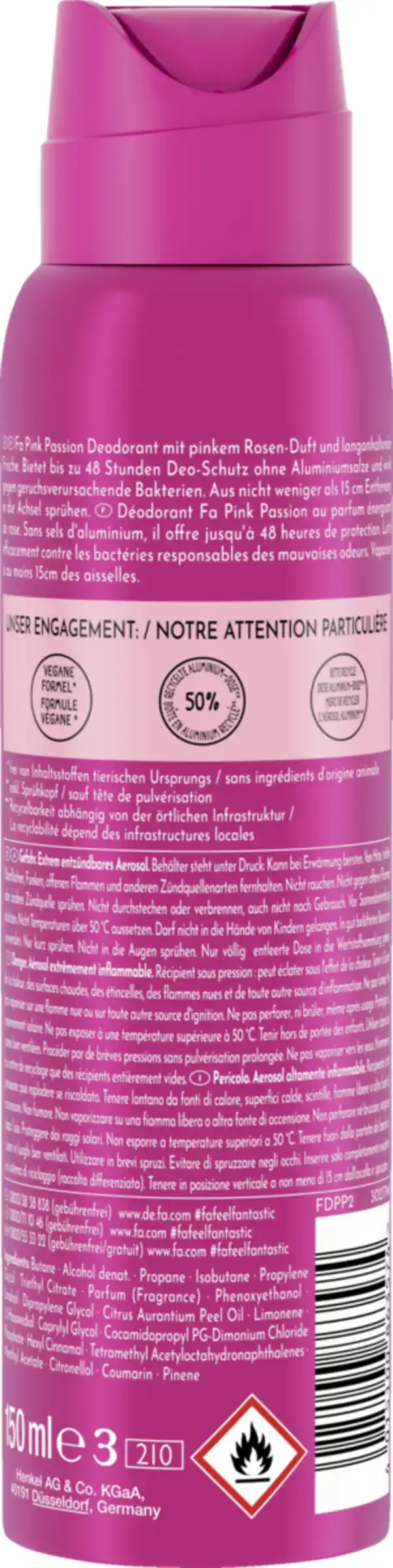 Bild 2 von Fa Deospray Energising Pink Passion, 150 ml