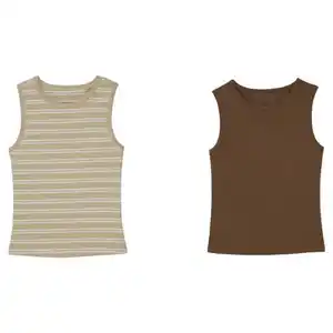 UP2FASHION WOMEN Damen Top 2er-Pack, Olive/Gestreift, S 36/38