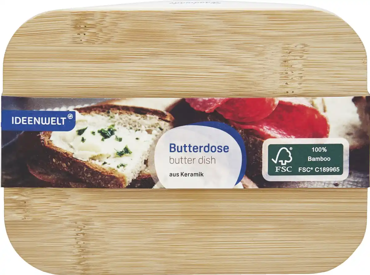 Bild 1 von IDEENWELT Butterdose Keramik mit Bambus Deckel