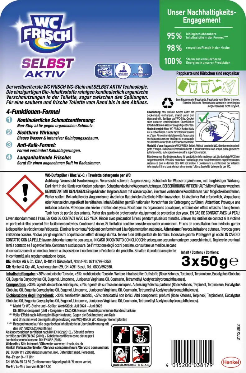 Bild 2 von WC FRISCH Selbst Aktiv Blauspüler Ozeanfrische Trio Pack, 150 g