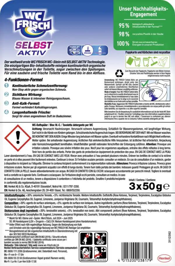 Bild 2 von WC FRISCH Selbst Aktiv Blauspüler Ozeanfrische Trio Pack, 150 g