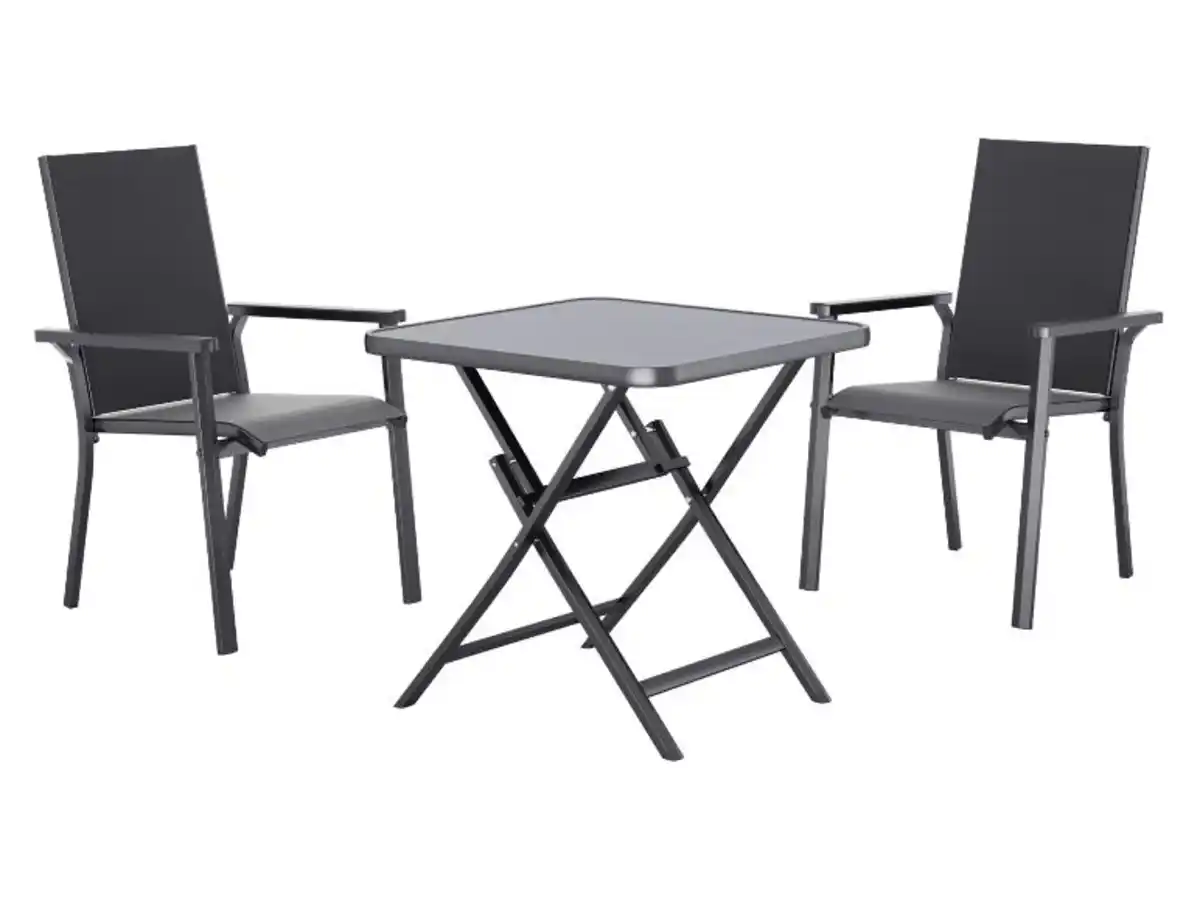 Bild 1 von LIVARNO® Alu-Set »Houston«, 3-teilig - Klapptisch & 2 Stapelsessel, anthrazit