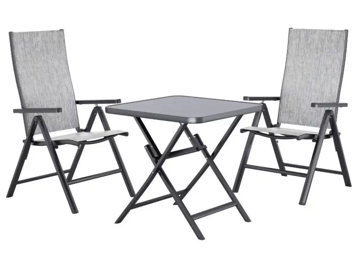 Bild 1 von LIVARNO® Alu-Set »Houston«, 3-teilig - Klapptisch & 2 Klappsessel, hellgrau-meliert