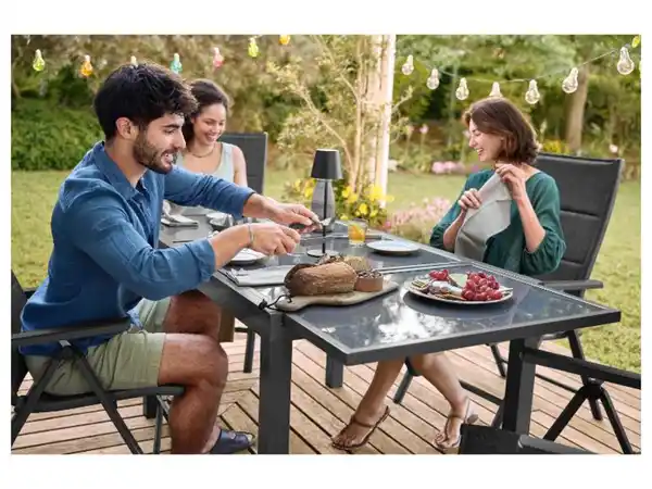 Bild 3 von LIVARNO® Alu-Set »Houston«, 9-teilig - Ausziehtisch & 8 Klappsessel, grau
