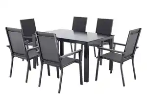 LIVARNO® Alu-Gartenset »Houston« 7-teilig - Standardtisch und 6 Stapelsessel, anthrazit