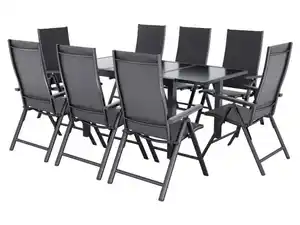 LIVARNO® Alu-Set »Houston«, 9-teilig - Ausziehtisch & 8 Klappsessel, grau