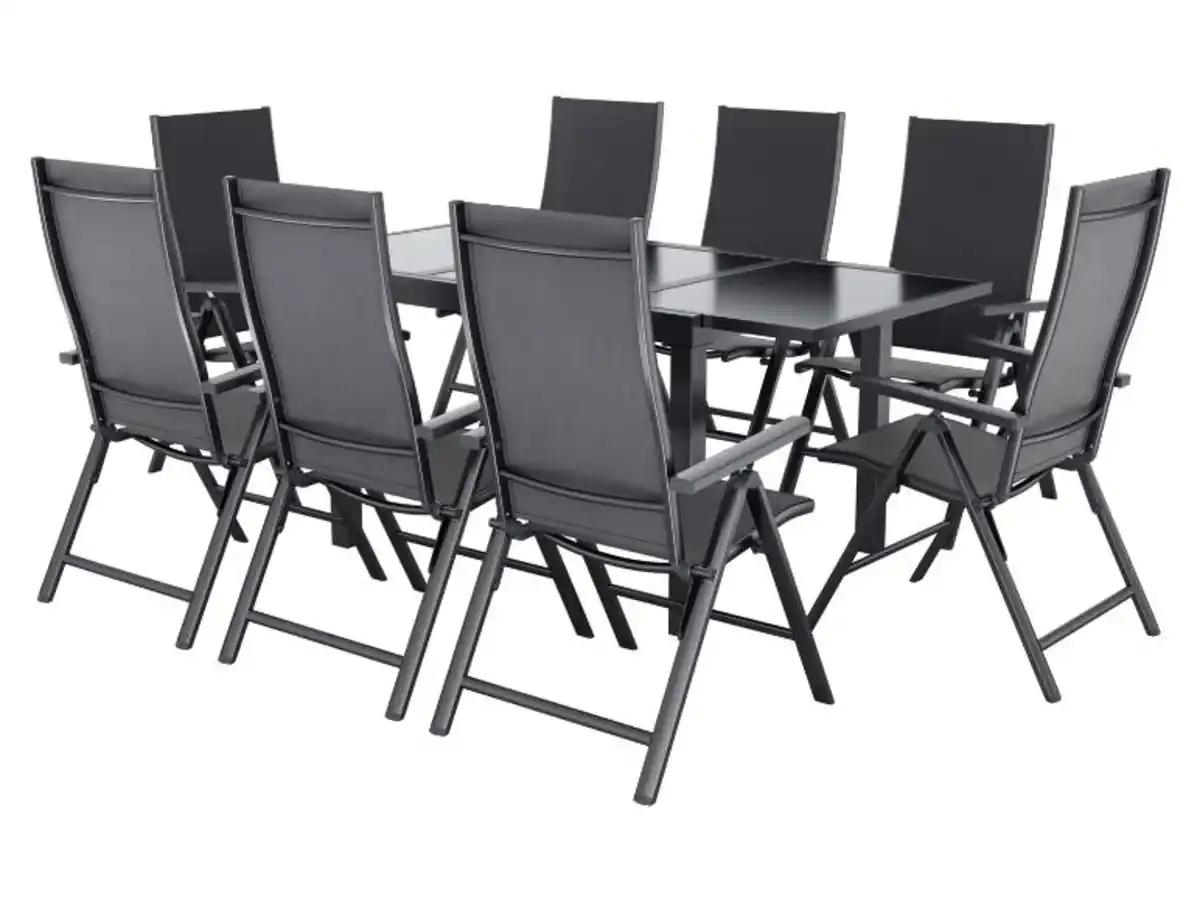 Bild 1 von LIVARNO® Alu-Set »Houston«, 9-teilig - Ausziehtisch & 8 Klappsessel, grau