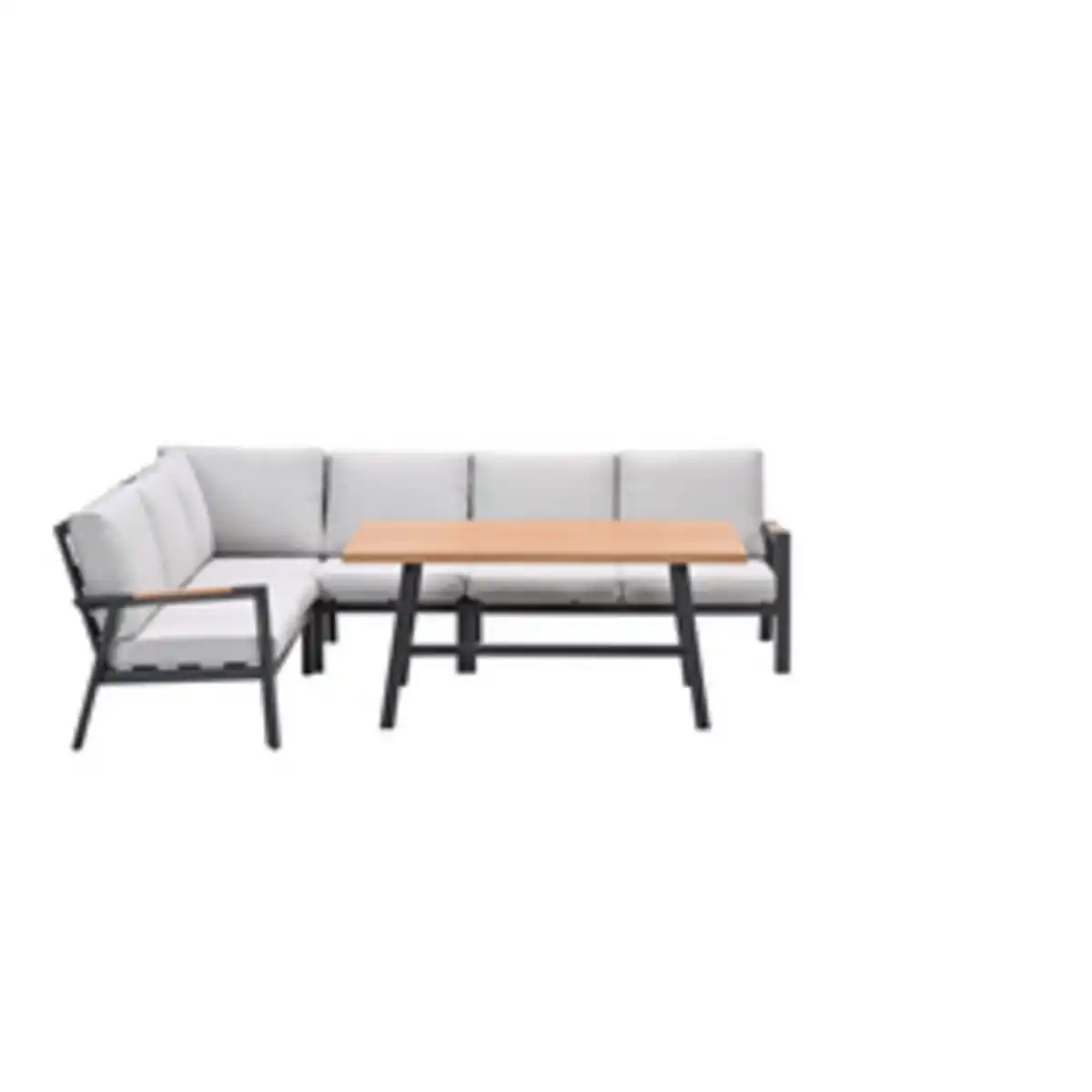 Bild 1 von GARDEN IMPRESSIONS Lounge-Gartenmöbel »Elati Dining Eckset«, 5-tlg, Aluminium, carbon black/valley sand/light teaklook