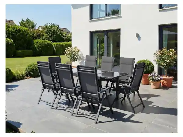 Bild 2 von LIVARNO® Alu-Set »Houston«, 9-teilig - Ausziehtisch & 8 Klappsessel, grau