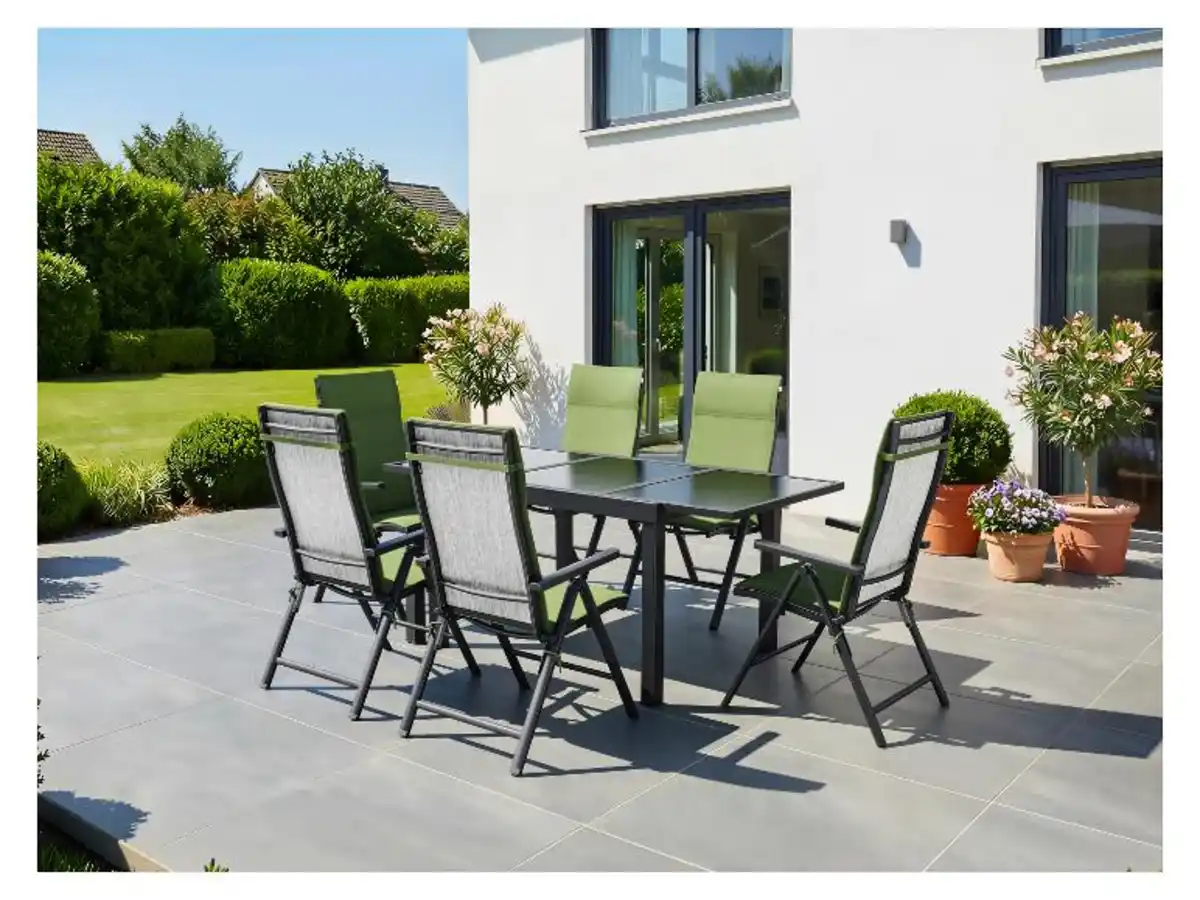 Bild 2 von LIVARNO® Alu-Set »Houston«, 7-teilig - Ausziehtisch & 6 Klappsessel, hellgrau-meliert