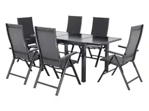 LIVARNO® Alu-Set »Houston«, 7-teilig - Ausziehtisch & 6 Klappsessel, grau