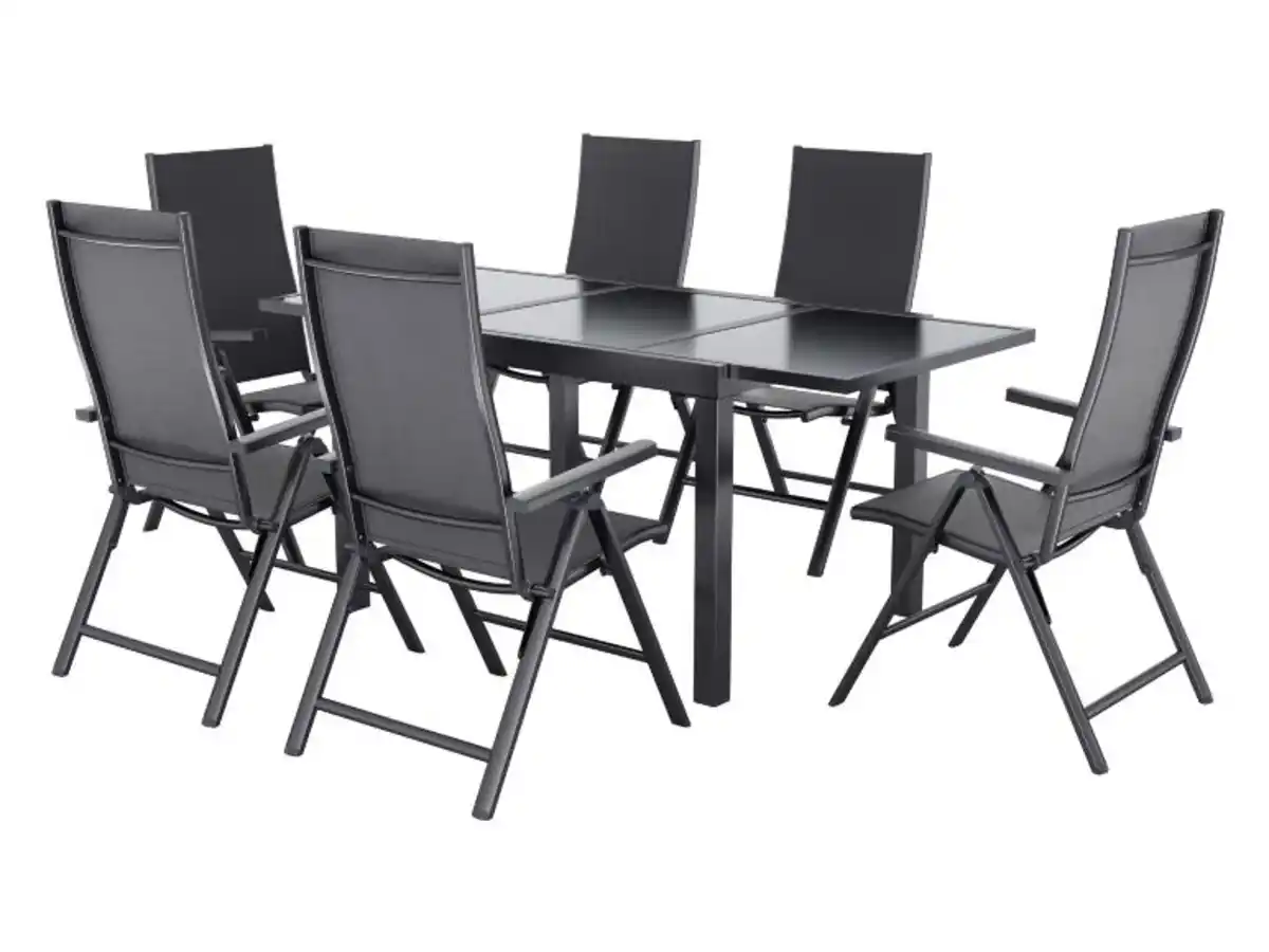 Bild 1 von LIVARNO® Alu-Set »Houston«, 7-teilig - Ausziehtisch & 6 Klappsessel, grau