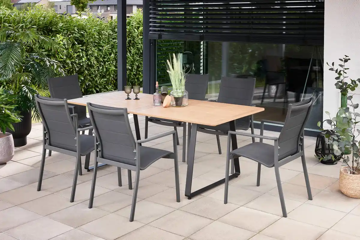 Bild 1 von Primaster Garten-Essgruppe Rovigo + Fano 6 Personen Aluminium hellbraun/anthrazit