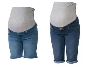esmara® Damen Umstands-Jeansshorts, niedrige Leibhöhe mit elastischem Besatz